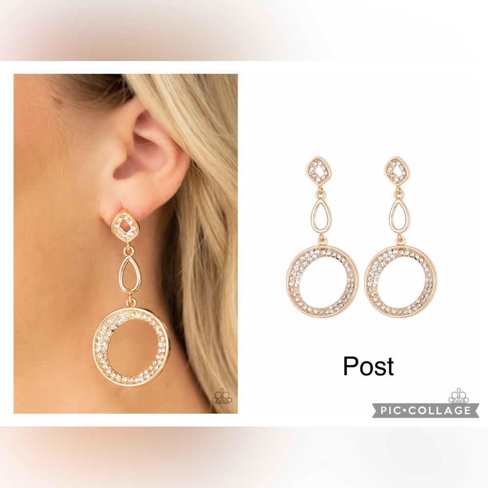Paparazzi On The Glamour Scene Gold Post Earrings